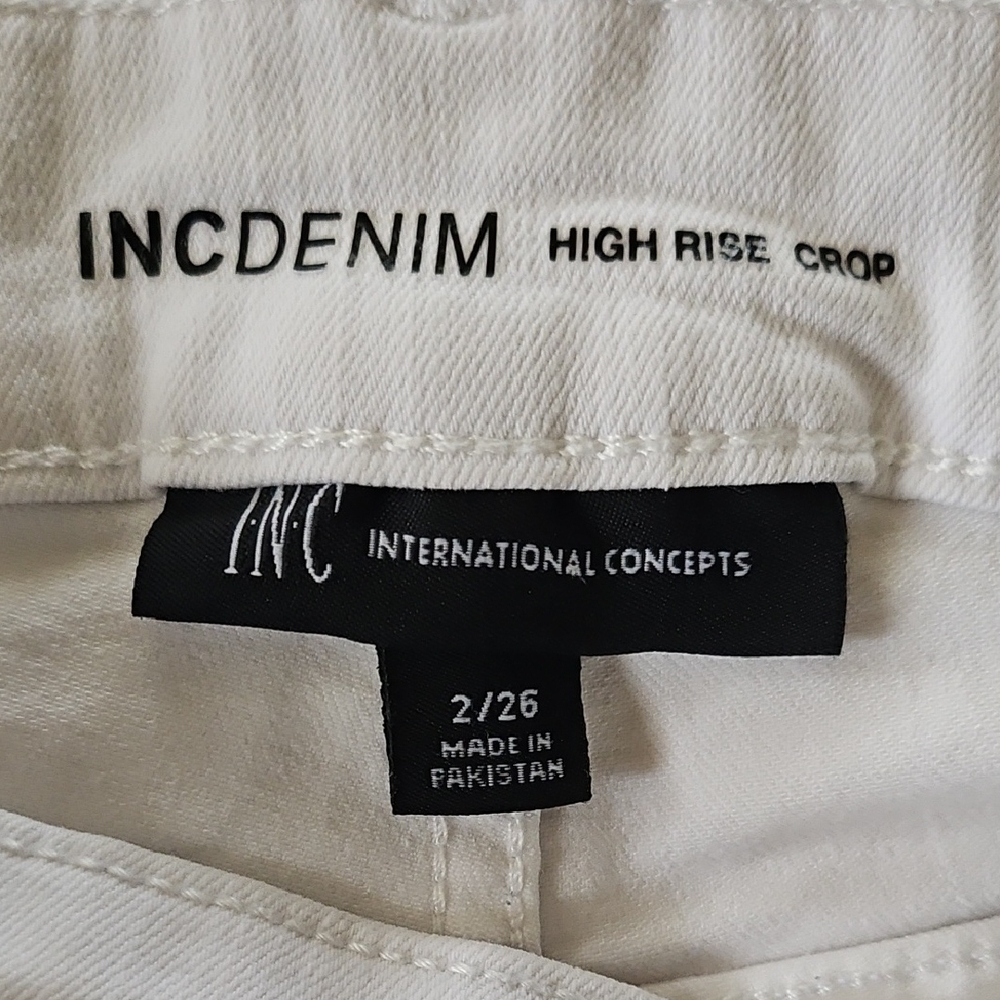 INC International Concepts- Distressed High-Rise Crop Jeans- Size 2 - Picture 6 of 9